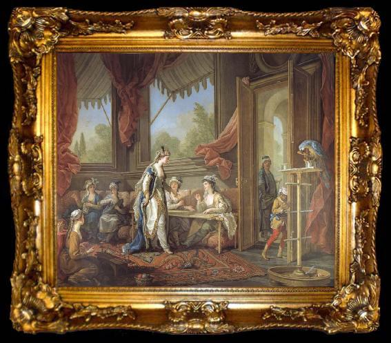 framed  Charles Amedee Philippe Van Loo The Sultana Set Work of the Odalisques, ta009-2